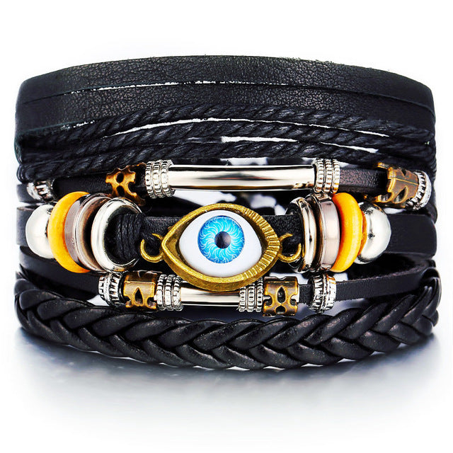 Leaf Feather Multi layer Leather Bracelet - Shopeasywear