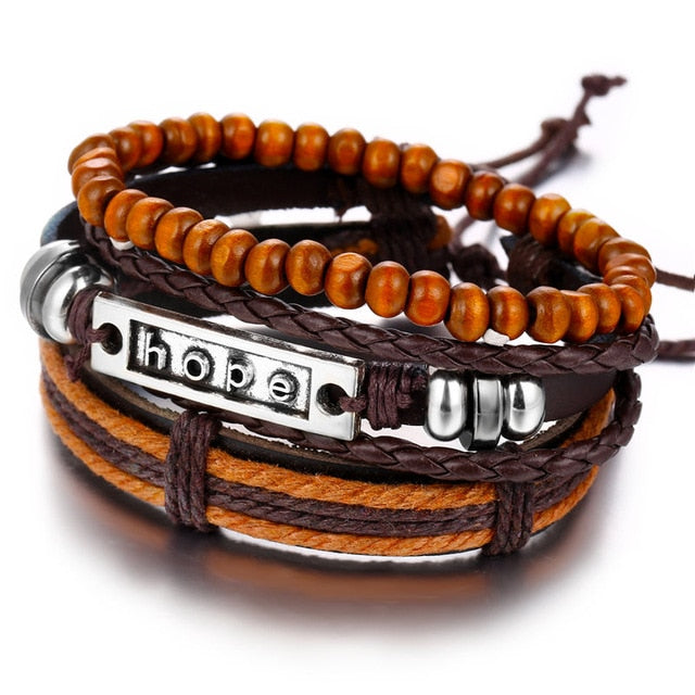 Leaf Feather Multi layer Leather Bracelet - Shopeasywear