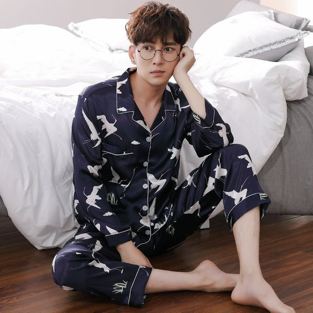 Silk Satin  Couple Pajamas Set