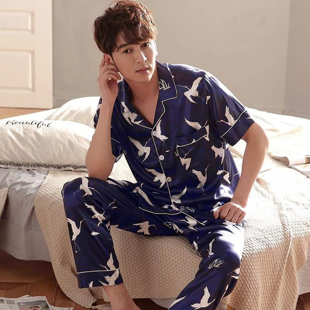Silk Satin  Couple Pajamas Set