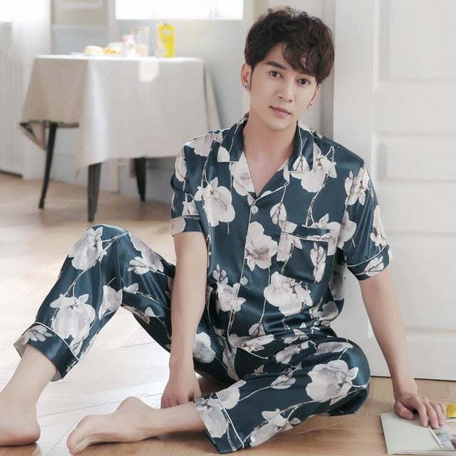 Silk Satin  Couple Pajamas Set