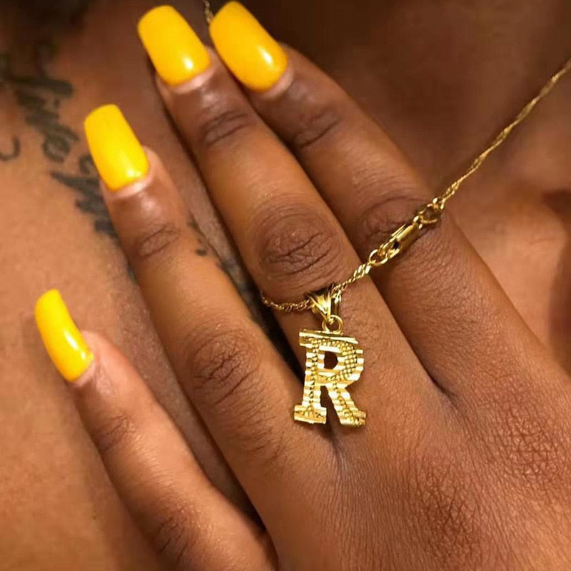 Tiny Gold Initial Letter Necklace - Shopeasywear