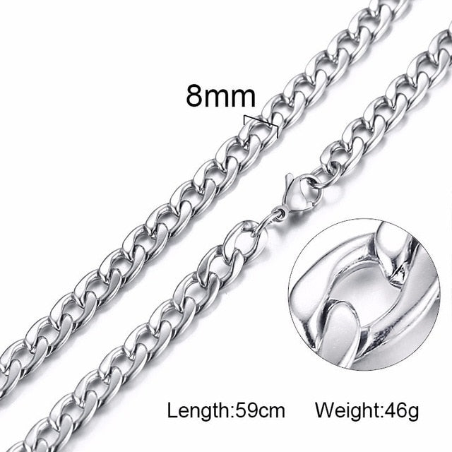 Men's Necklace Round Miami Cuban Link Chain Gold and Tone Stainless Steel Punk Boy Male Colar Gifts 24" - Shopeasywear