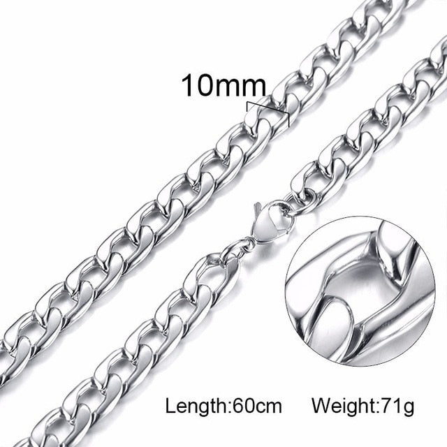 Men's Necklace Round Miami Cuban Link Chain Gold and Tone Stainless Steel Punk Boy Male Colar Gifts 24" - Shopeasywear