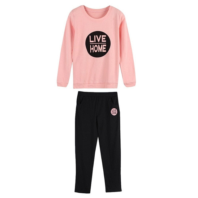 Letters Print Long Sleeve Women Pajamas