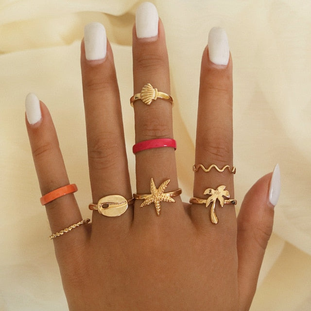 11pc/set Round Wave Knuckle Joint Rings Set For Women - Jeglow store