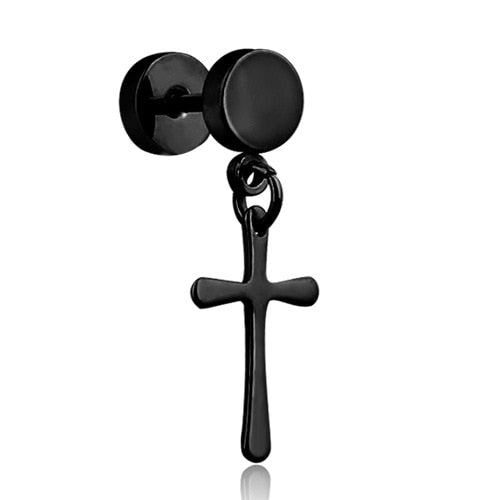 1 pair Punk Black Multiple Styles Stainless Earrings - Jeglow store