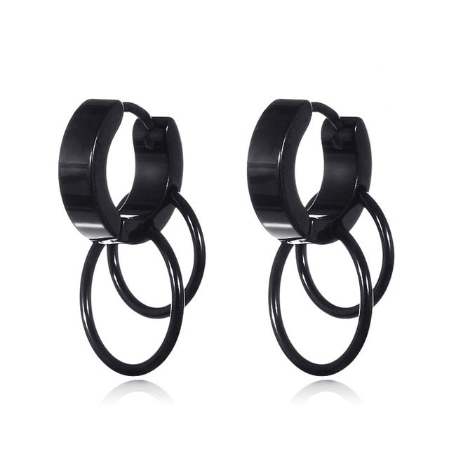 1 pair Punk Black Multiple Styles Stainless Earrings - Jeglow store