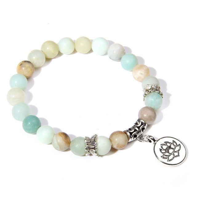 Handmade Natural Stone Lotus Ohm Buddha Beads Bracelet Pink Zebra Stone Lotus Charm Bracelet for Women Men Yoga  Jewelry Gifts - Shopeasywear