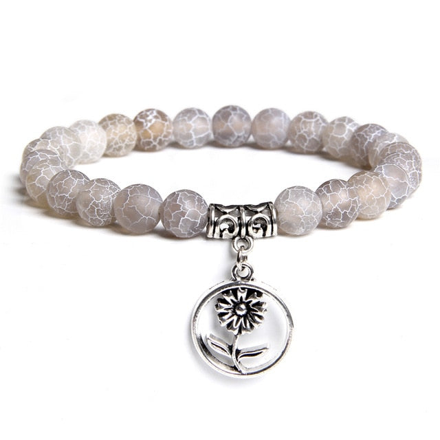 Handmade Natural Stone Lotus Ohm Buddha Beads Bracelet Pink Zebra Stone Lotus Charm Bracelet for Women Men Yoga  Jewelry Gifts - Shopeasywear