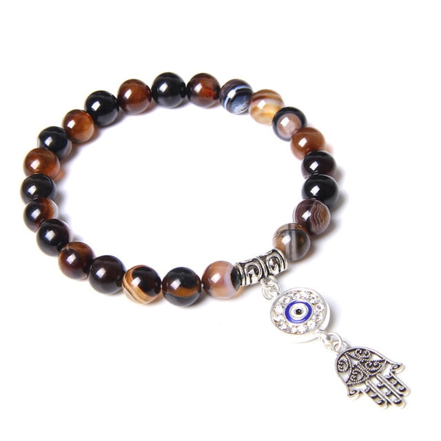 Handmade Natural Stone Lotus Ohm Buddha Beads Bracelet Pink Zebra Stone Lotus Charm Bracelet for Women Men Yoga  Jewelry Gifts - Shopeasywear
