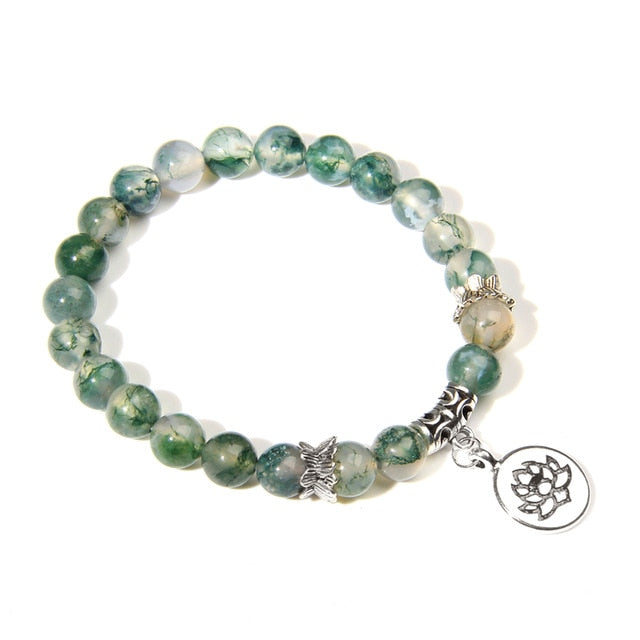 Handmade Natural Stone Lotus Ohm Buddha Beads Bracelet Pink Zebra Stone Lotus Charm Bracelet for Women Men Yoga  Jewelry Gifts - Shopeasywear