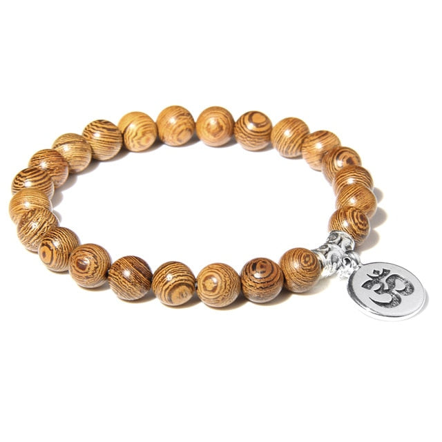 Handmade Natural Stone Lotus Ohm Buddha Beads Bracelet Pink Zebra Stone Lotus Charm Bracelet for Women Men Yoga  Jewelry Gifts - Shopeasywear