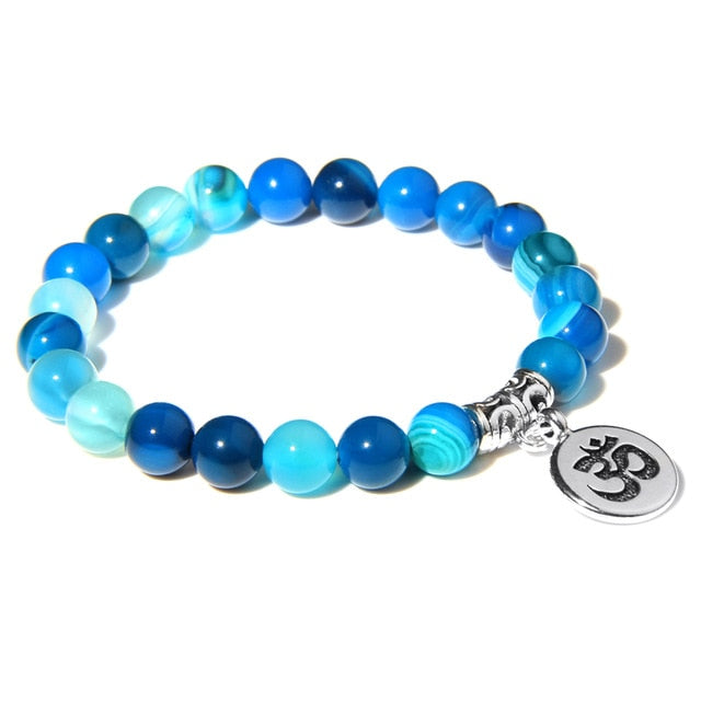 Handmade Natural Stone Lotus Ohm Buddha Beads Bracelet Pink Zebra Stone Lotus Charm Bracelet for Women Men Yoga  Jewelry Gifts - Shopeasywear