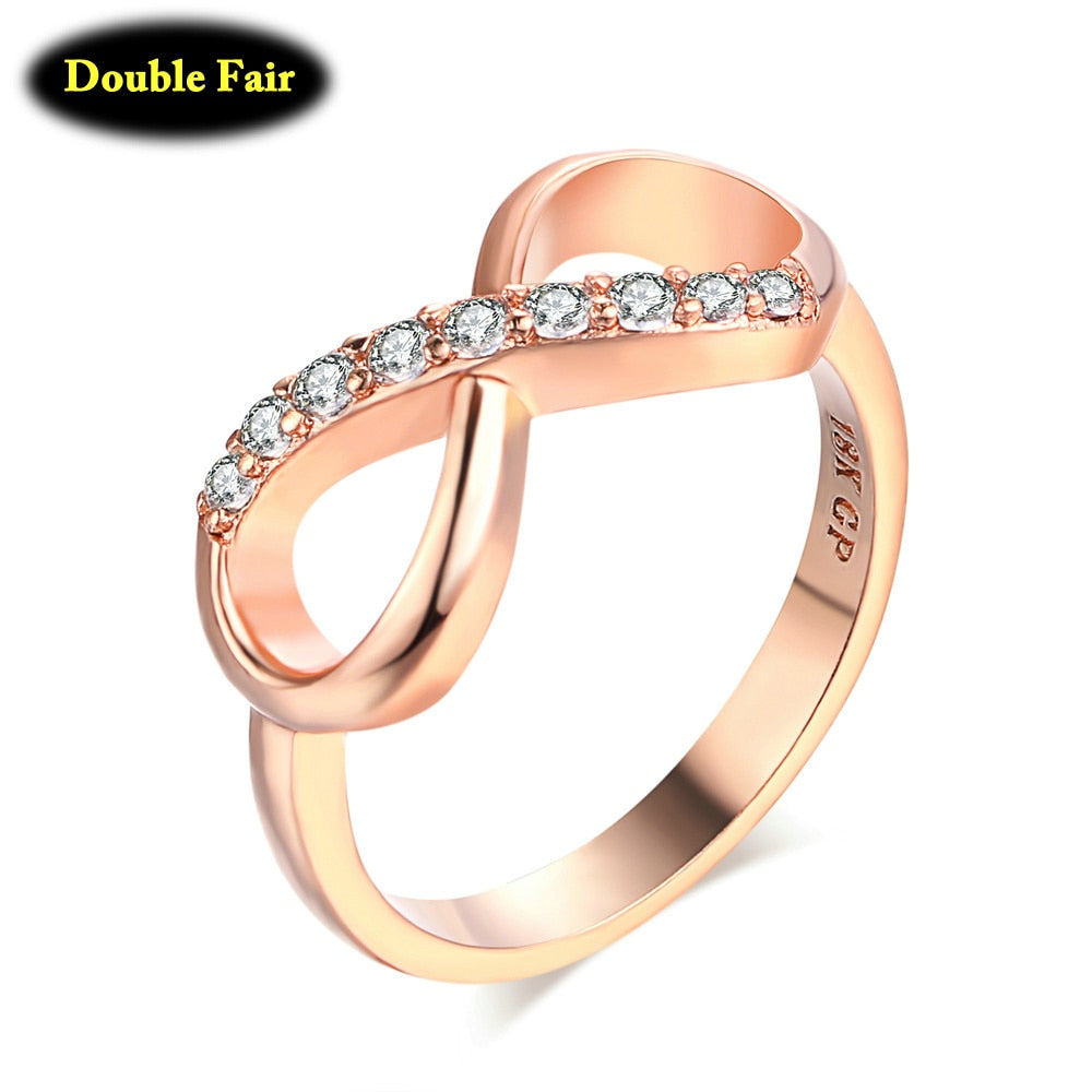 Romantic Number Eight Cubic Zirconia Rose Gold Color Brand Engagement Rings For Women Fashion Jewelry DWR407 - Shopeasywear
