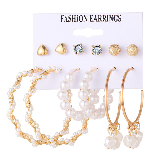 Bohemian Leopard Acrylic Pearl Earrings Set - Shopeasywear