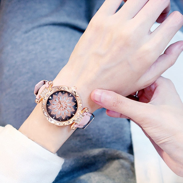 2019 Women Watches Bracelet set Starry Sky Ladies Bracelet Watch Casual Leather Quartz Wristwatch Clock Relogio Feminino - Shopeasywear