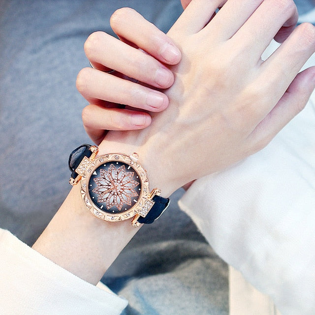 2019 Women Watches Bracelet set Starry Sky Ladies Bracelet Watch Casual Leather Quartz Wristwatch Clock Relogio Feminino - Shopeasywear
