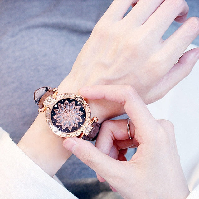 2019 Women Watches Bracelet set Starry Sky Ladies Bracelet Watch Casual Leather Quartz Wristwatch Clock Relogio Feminino - Shopeasywear