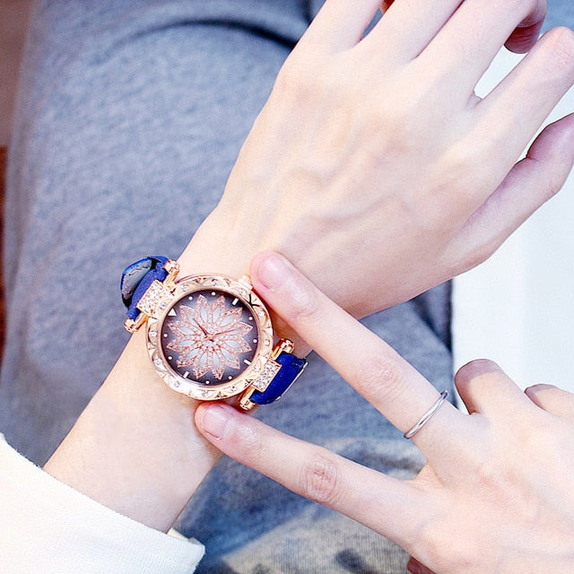 2019 Women Watches Bracelet set Starry Sky Ladies Bracelet Watch Casual Leather Quartz Wristwatch Clock Relogio Feminino - Shopeasywear