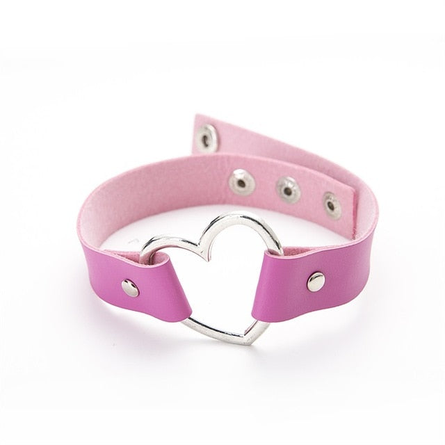 Heart Studded Choker Necklace - Shopeasywear