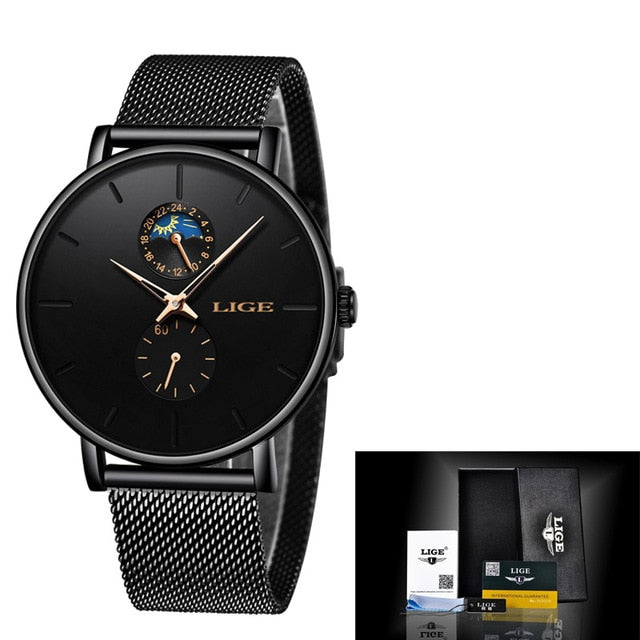 Reloj New LIGE Women Luxury Brand Watch Simple Quartz Clock Lady Waterproof Wristwatch Female Fashion Casual Watches Reloj Mujer - Shopeasywear