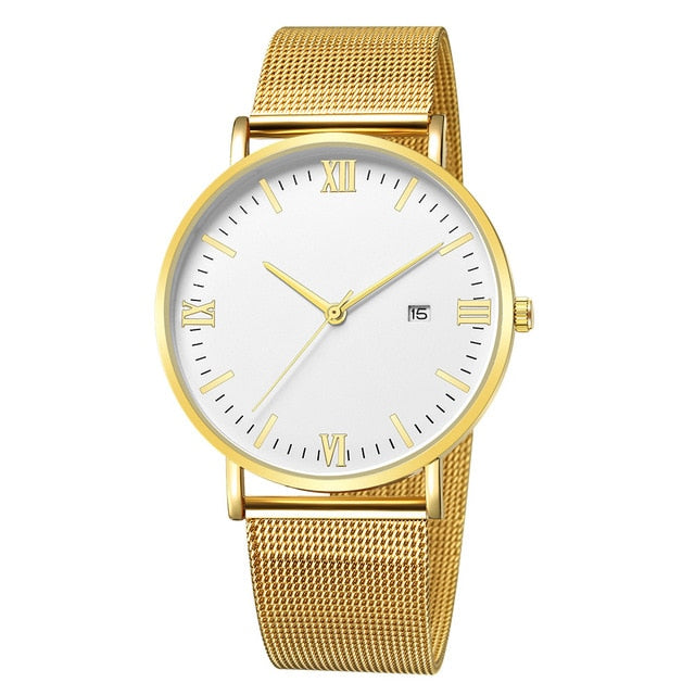 Dial Leather Band Wrist Watch - Shopeasywear
