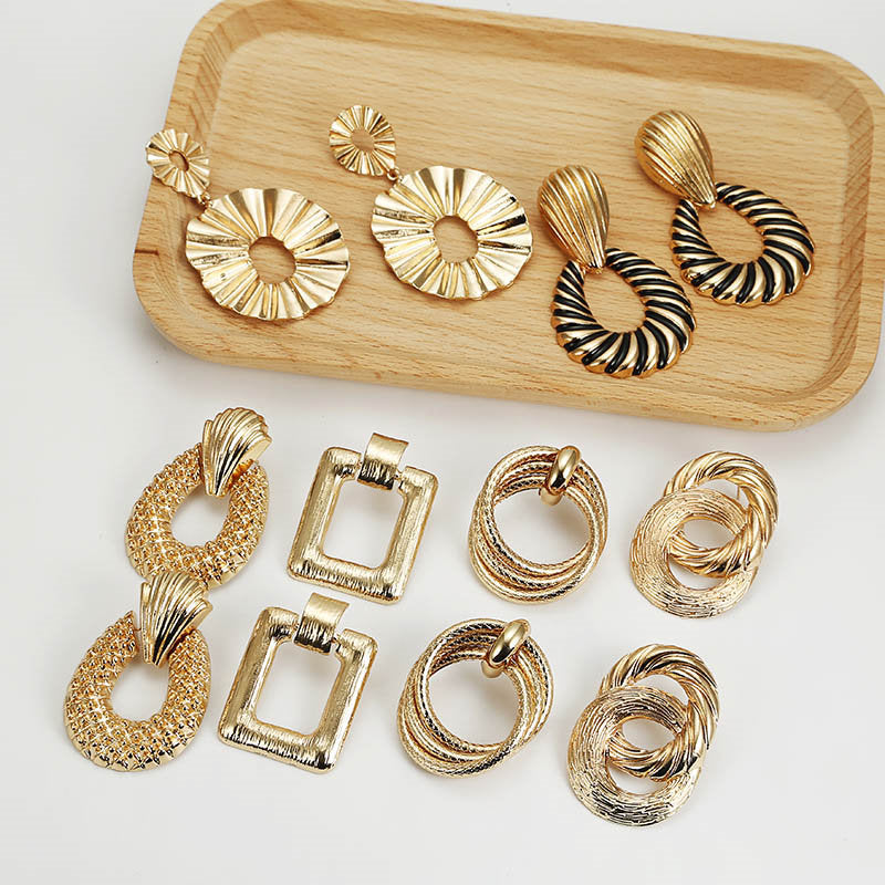 Multicolor Metal Drop Earrings for Women Vintage Exaggeration Geometric earring Bohemian Earring Wedding Jewellery - Shopeasywear