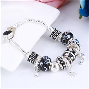 Pink Crystal Charm Silver Color Bracelets - Shopeasywear