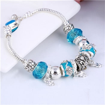 Pink Crystal Charm Silver Color Bracelets - Shopeasywear