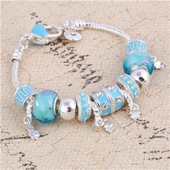 Pink Crystal Charm Silver Color Bracelets - Shopeasywear