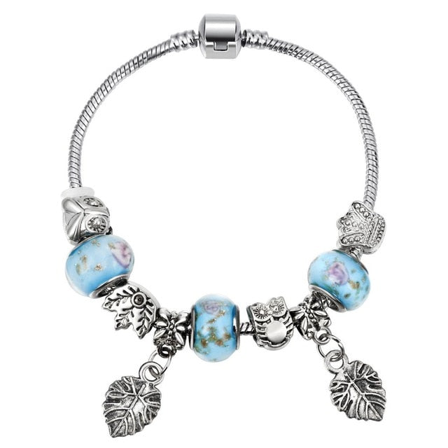 Pink Crystal Charm Silver Color Bracelets - Shopeasywear