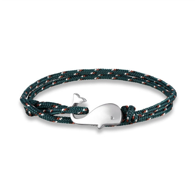 MKENDN Navy style Camping Parachute cord Whale Tail Anchor Bracelet Men Women 550 Paracord Jewelry Wrap Metal Hooks - Shopeasywear