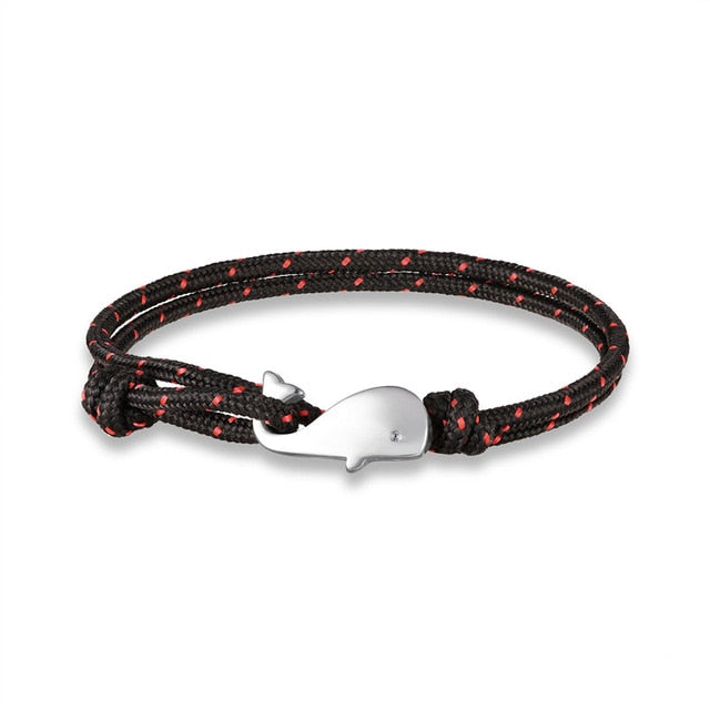 MKENDN Navy style Camping Parachute cord Whale Tail Anchor Bracelet Men Women 550 Paracord Jewelry Wrap Metal Hooks - Shopeasywear