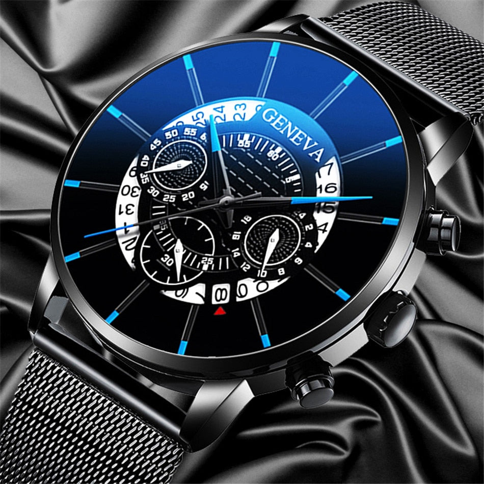 Luxury Calendar Steel Mesh Band Wristwatch - Shopeasywear