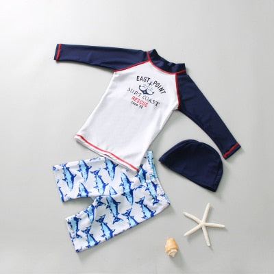 3 piece Swimming Suit With Cap Cartoon