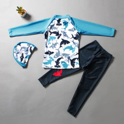 3 piece Swimming Suit With Cap Cartoon