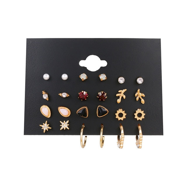 Set Of  Kristal Silver and Gold Earrings - Shopeasywear