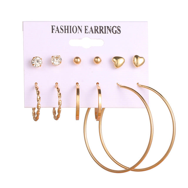 Set Of  Kristal Silver and Gold Earrings - Shopeasywear