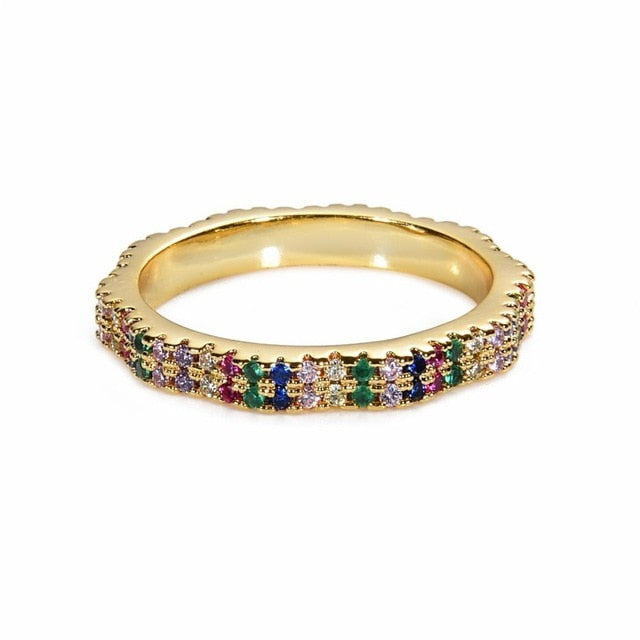 Women's copper Gold Crown rainbow Rings - Shopeasywear