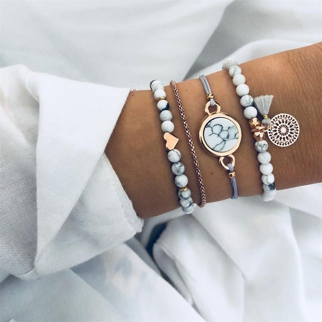 Bow Map Crystal Bead Bracelet - Shopeasywear