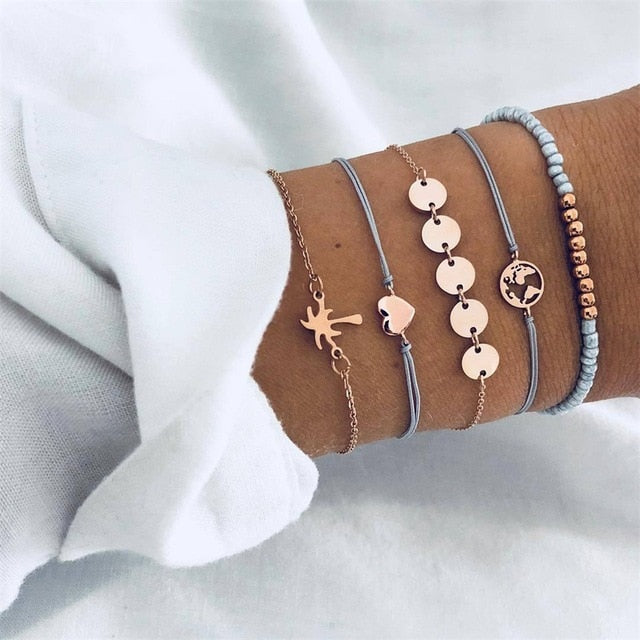 Bow Map Crystal Bead Bracelet - Shopeasywear