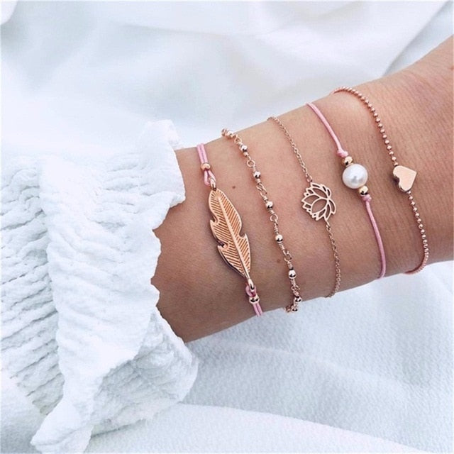 Bow Map Crystal Bead Bracelet - Shopeasywear