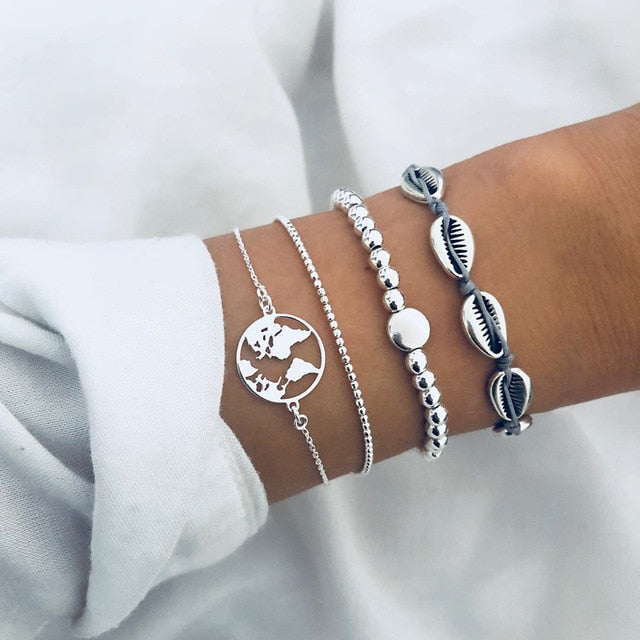 Bow Map Crystal Bead Bracelet - Shopeasywear