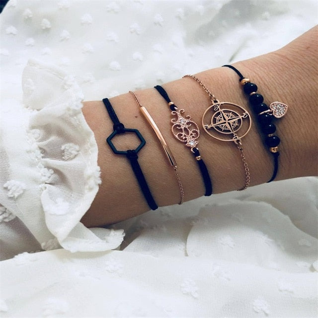 Bow Map Crystal Bead Bracelet - Shopeasywear