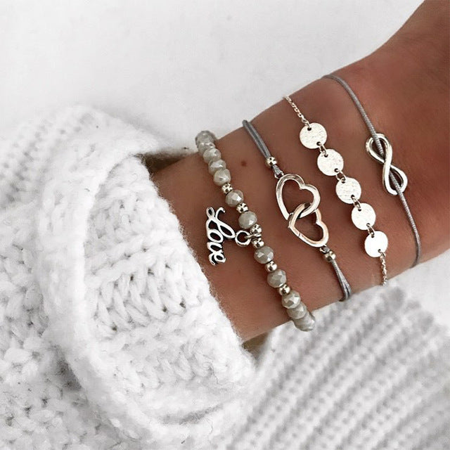 Bow Map Crystal Bead Bracelet - Shopeasywear