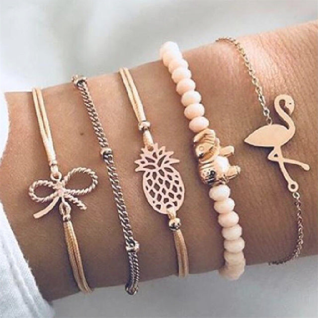 Bow Map Crystal Bead Bracelet - Shopeasywear
