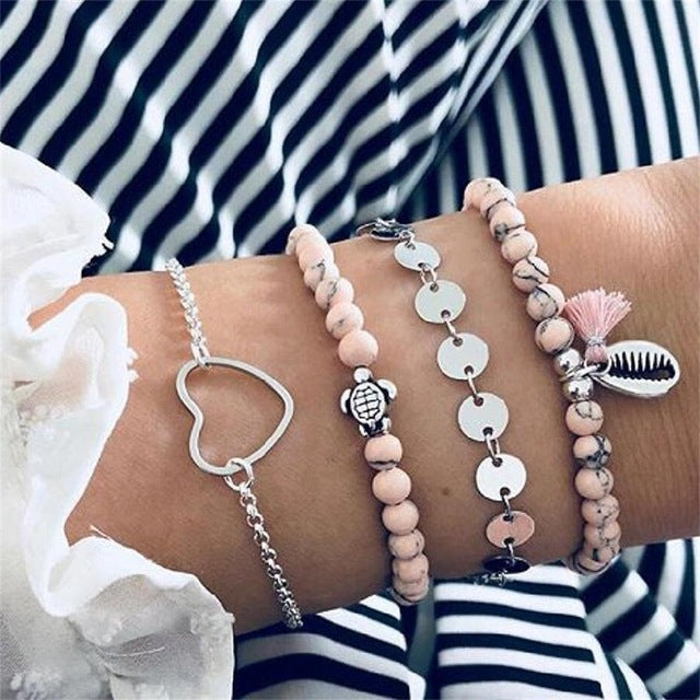 Bow Map Crystal Bead Bracelet - Shopeasywear