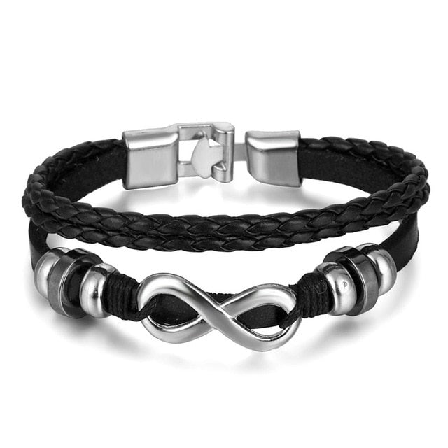 IFMIA Vintage Leather Bracelet Fashion Hand-knitted Multi-layer Leather Feather Leaf Bracelet and Fashion Men's Bracelet Gift - Shopeasywear