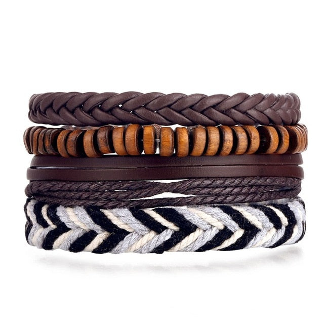 IFMIA Vintage Leather Bracelet Fashion Hand-knitted Multi-layer Leather Feather Leaf Bracelet and Fashion Men's Bracelet Gift - Shopeasywear